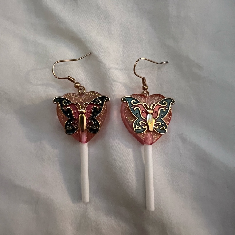 hot topic butterfly lollipop earrings